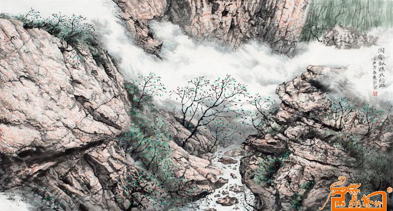 著名现代微结构山水画《沟壑纵横太行山》-画家刘燕声十大作品-收藏升值